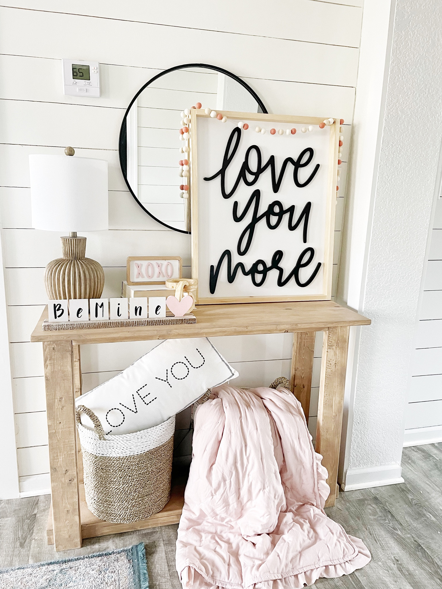 valentine decor in my entryway 
pillow & be mine ledgie is from Krumpets home decor.  
xoxo from hobby lobby 

#LTKstyletip #LTKSeasonal #LTKhome