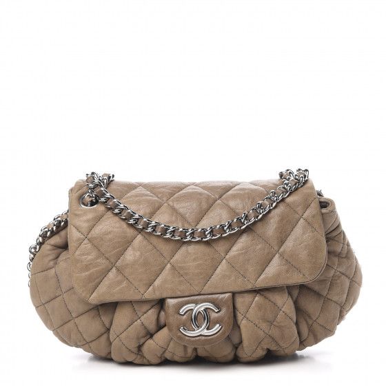 Washed Lambskin Quilted Medium Chain Around Messenger Taupe | Fashionphile