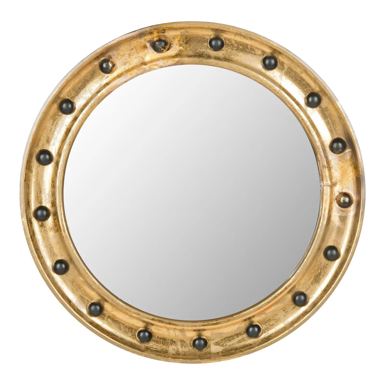 Porthole Mirror in Antique Gold | Chairish