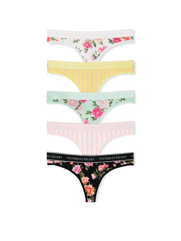 Buy 5-Pack Logo Cotton Thong Panties, Multi - Order PACKAGED-PANTY online - Victoria's Secret US | Victoria's Secret (US / CA )