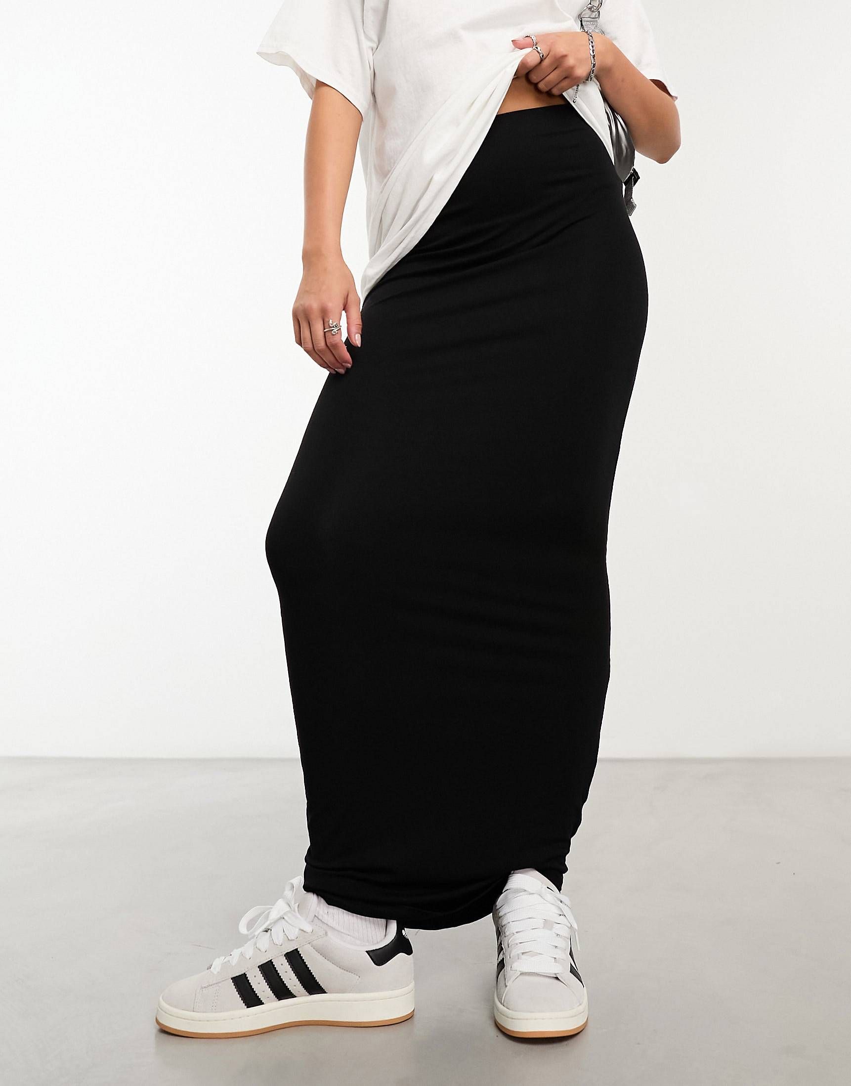 ASOS DESIGN column maxi skirt in black | ASOS (Global)