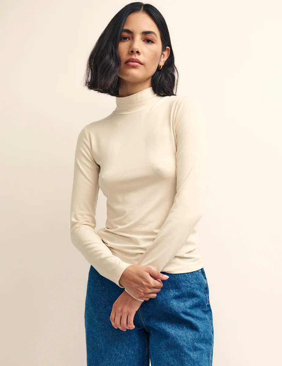 Cream Funnel Neck Long Sleeve Top | Nobody's Child