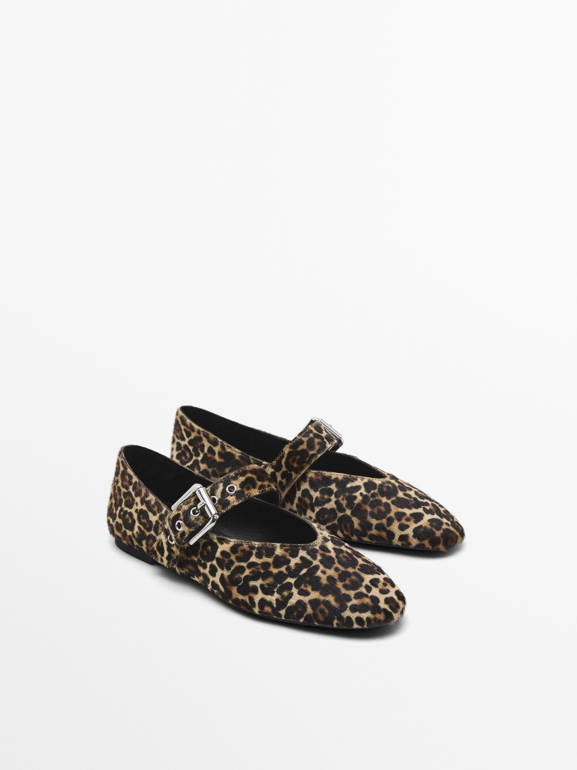 Animal print ballet flats with buckle | Massimo Dutti US