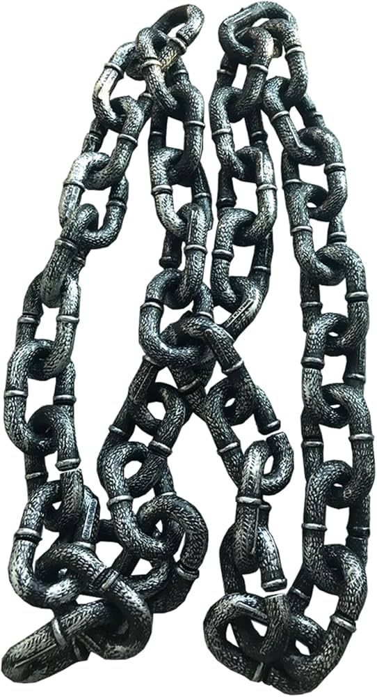 Halloween Chains Plastic 4.9ft Silver and Black Chain Links Shackles for Best Costume Accessory o... | Amazon (US)