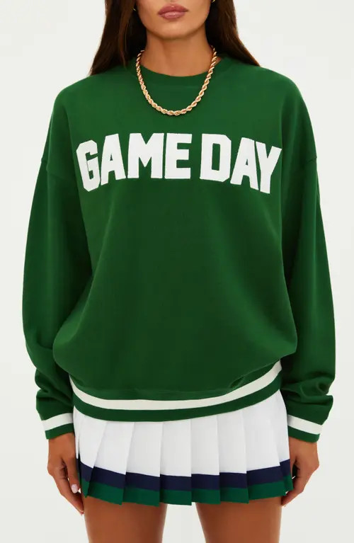 Beach Riot Devyn Gameday Appliqué Sweatshirt in Game Day Green at Nordstrom, Size Large | Nordstrom