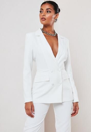 Missguided - White Co Ord Double Breasted Blazer | Missguided (US & CA)