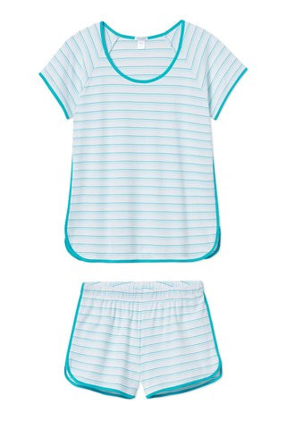 Pima Shorts Set in Turquoise Ombre | LAKE Pajamas