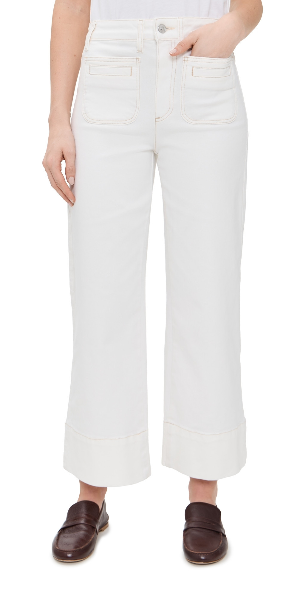 PAIGE Anessa Wide Leg Jeans Toasted Ecru 26 | Shopbop