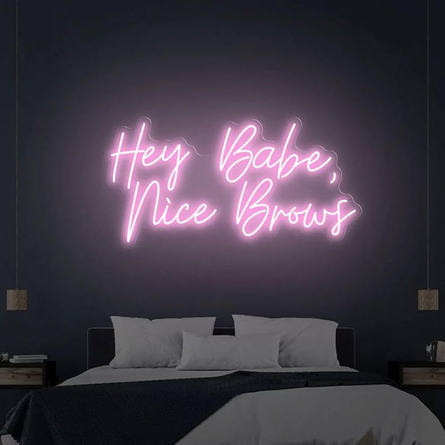 AMANYMXOK Hey Babe Nice Brows Neon Sign Lights for Beauty Salon Wall Decor Neon Light Birthday Gi... | Amazon (US)