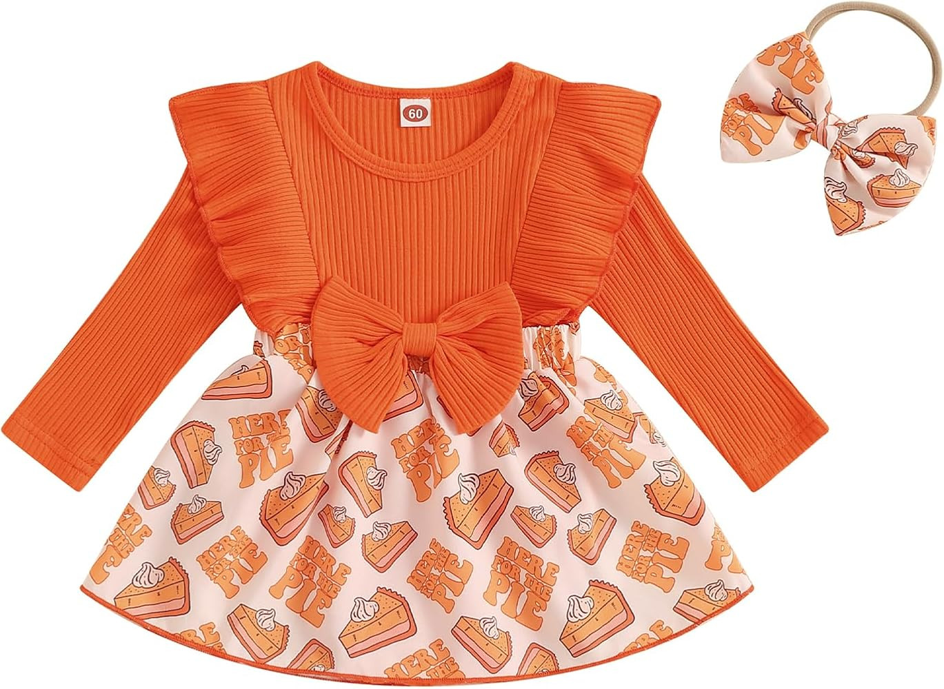 MoZiKQin Baby Girl Thanksgiving Outfit Newborn Romper Dress Ribbed Ruffle Skirt Hem Jumpsuit Cute... | Amazon (US)