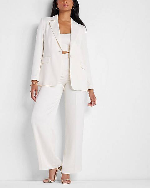 Rachel Zoe Satin One Button Notch Lapel Blazer | Express