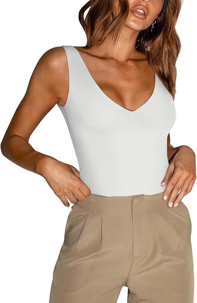 REORIA Butsmooth® Women's V Neck Backless Bodysuits | Amazon (US)