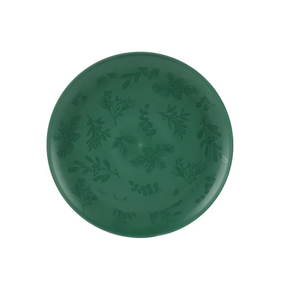 Mainstays 10.5 inch Round Plastic Etched Holly Plate, Green | Walmart (US)