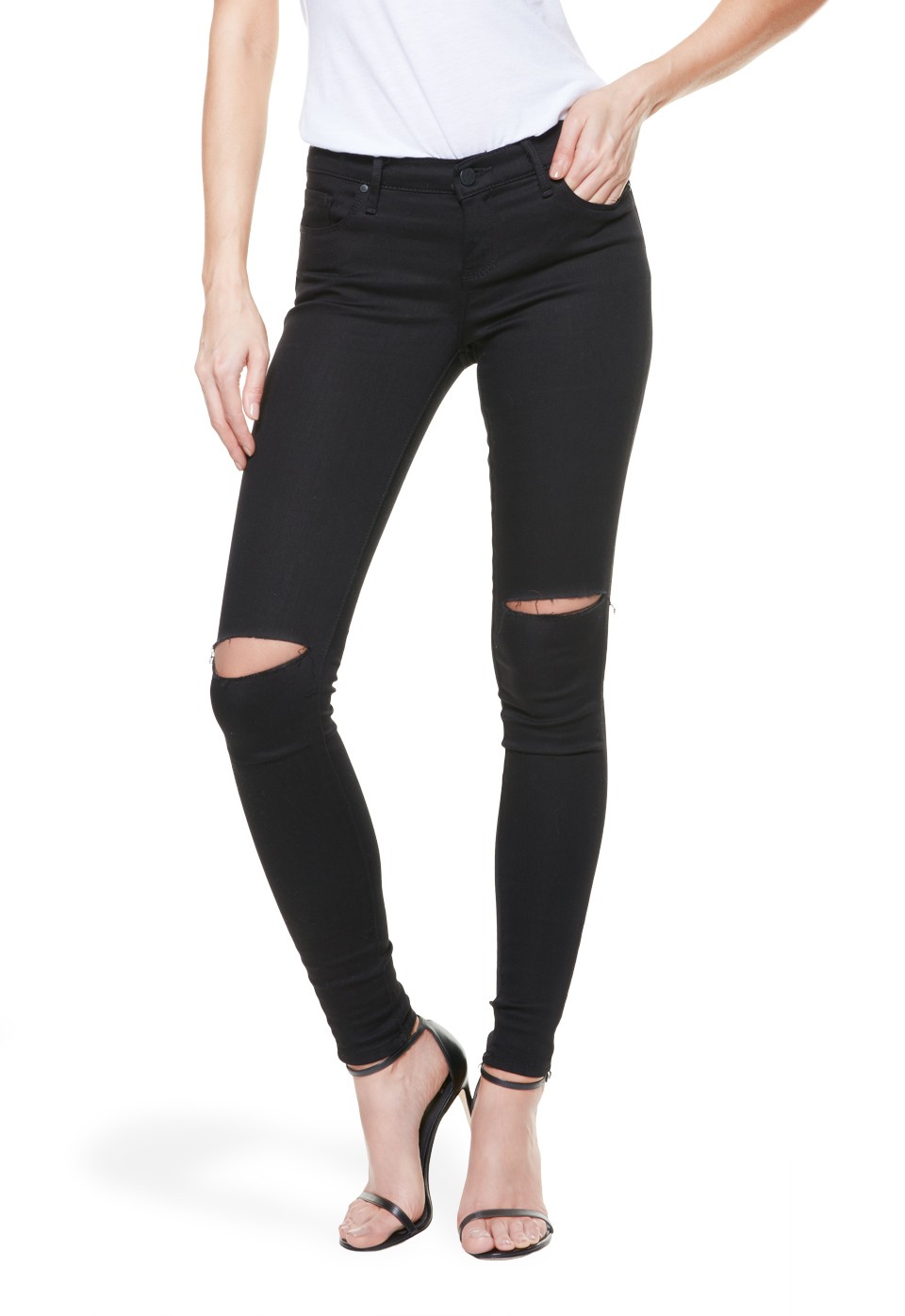 Mid Rise Skinny - Bond - Black w/ Slits | Mott & Bow