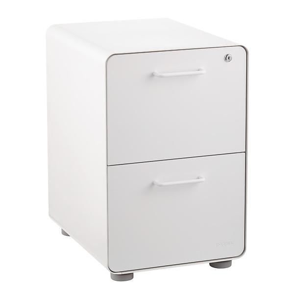 Poppin White 2-Drawer Stow Locking Filing Cabinet | The Container Store