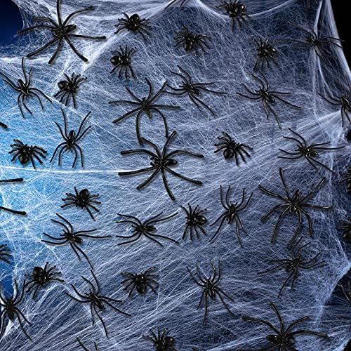 120 Pieces Halloween Plastic Spiders with Cobwebs Small Fake Black Spiders Spooky Tiny Spider Web... | Amazon (US)