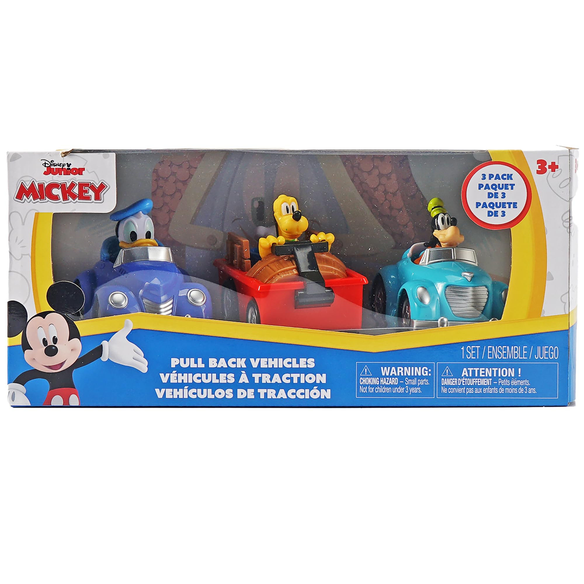 Disney Junior: 3 Pack Pull-Back Toy Vehicles - Donald, Goofy & Pluto - 3.75" Cars, 3 Characters, ... | Amazon (US)