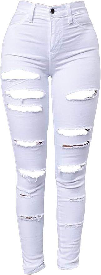 Andongnywell Women's Ripped Skinny Jeans Stretch Distressed Jean Comfy Destroyed Jeans with Holes... | Amazon (US)