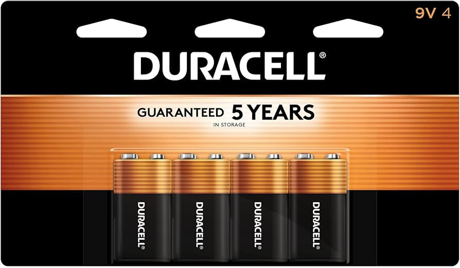 Duracell Coppertop 9V Battery, 4 Count Pack, 9-Volt Battery with Long-lasting Power, All-Purpose ... | Amazon (US)