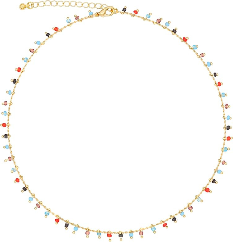 FUTIMELY Bohemia Green Beaded Beads Choker Necklace for Women,Simple Fresh Green Beaded Square Ro... | Amazon (US)