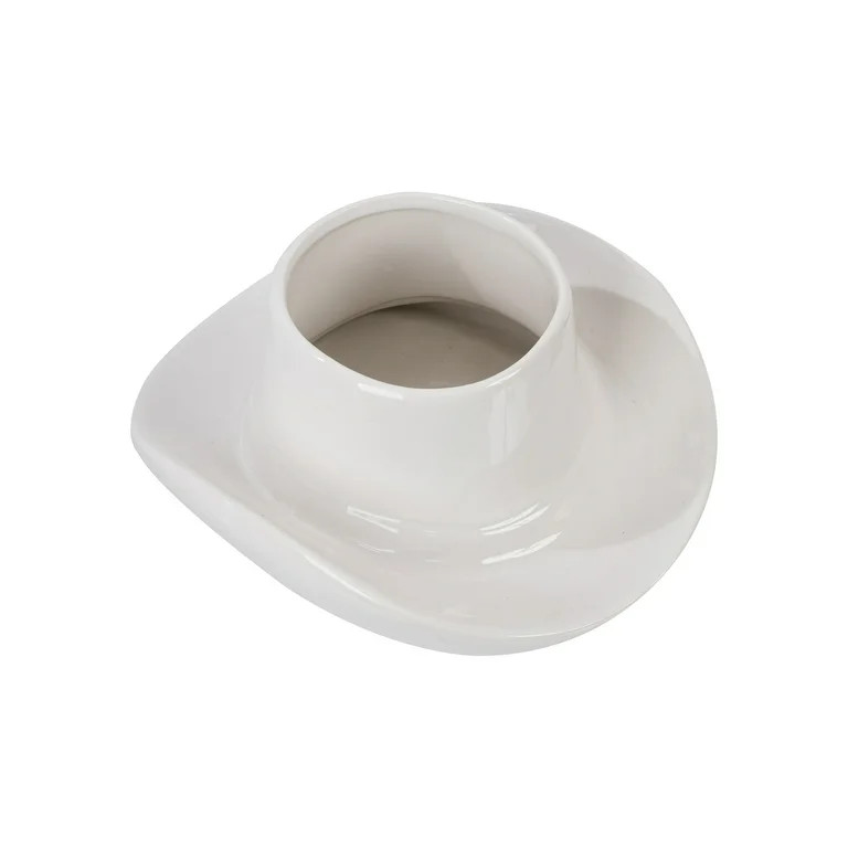 Mainstays 9.3" x 10.2" x 4.3" Round White Ceramic Cowboy Hat Planter | Walmart (US)