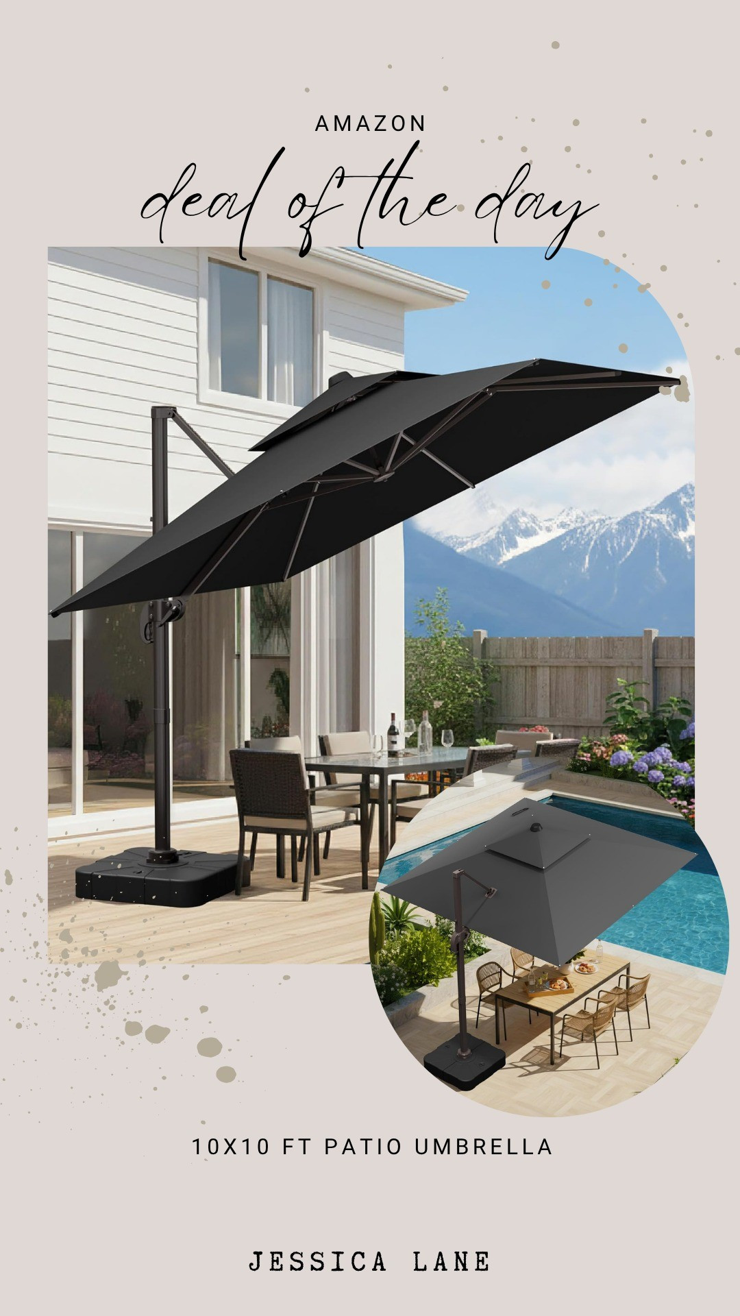 Stay cool and shaded all summer long with this expansive 10x10 ft cantilever patio umbrella. It provides excellent coverage for your outdoor dining or poolside lounging areas.#patiodecor #summeressentials #amazonfinds #outdoorlife

#LTKSeasonal #LTKSaleAlert #LTKHome
