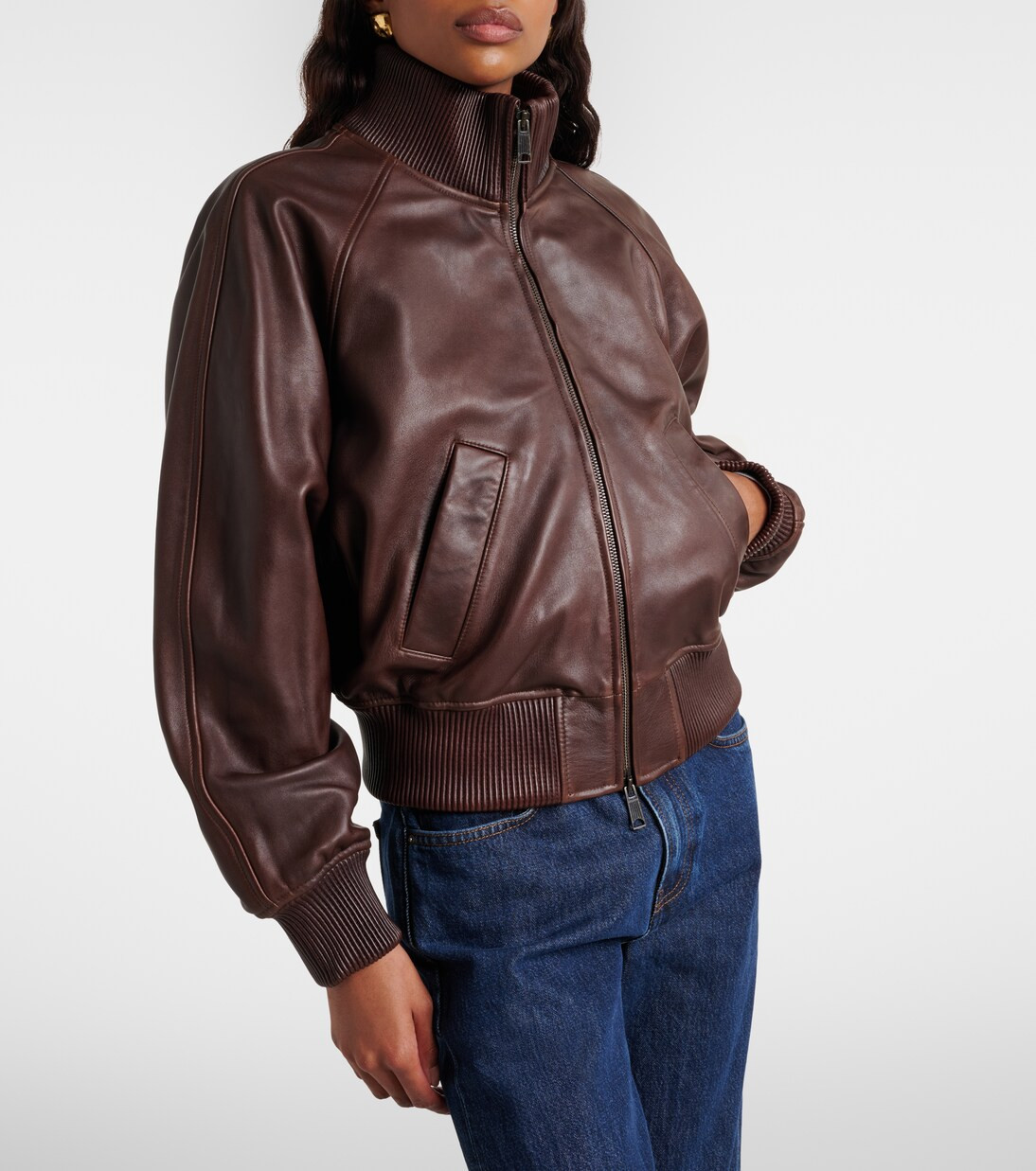 Cropped leather blouson jacket | Mytheresa (INTL)