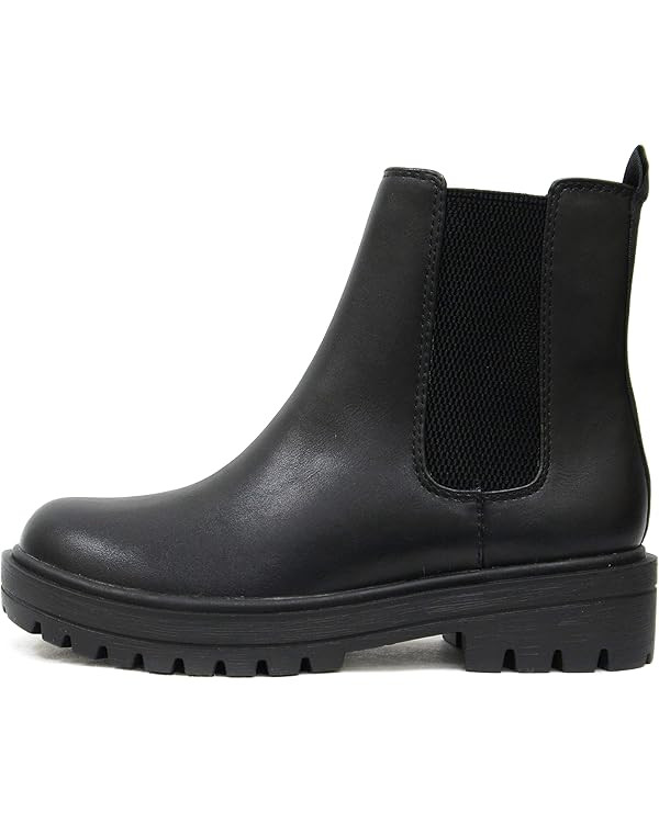 Soda Pilot ~ Women Lug Sole Low Heel Chelsea Fashion Ankle Bootie w/Double Elastic Gore | Amazon (US)