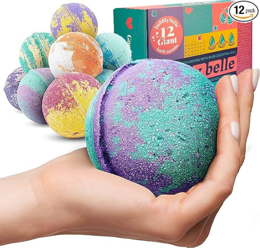 Bubbly Belle Bath Bombs XXL Gift Set, 12 Extra Large Handmade Aromatherapy Fizzies with Essential... | Amazon (US)