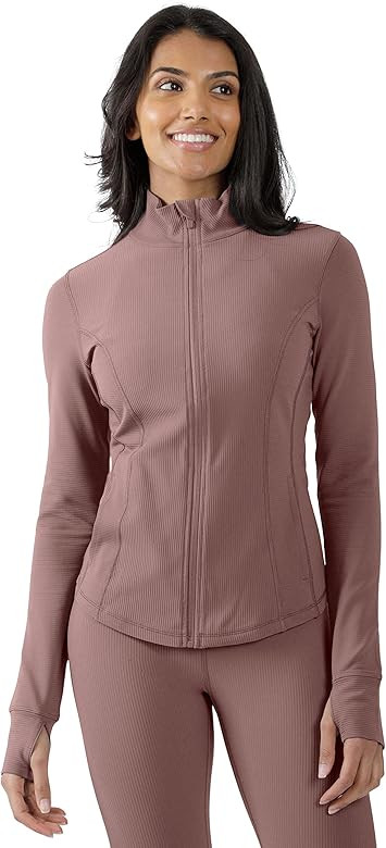 90 Degree By Reflex Womens High Neck Ribbed Performance Spring Jacket with Thumbholes | Amazon (US)
