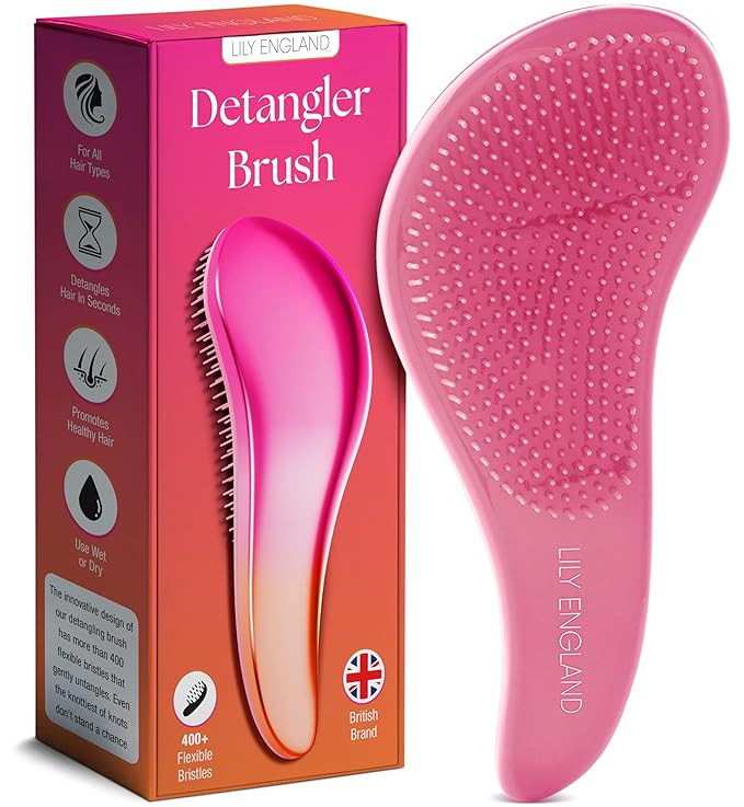 Lily England Detangler Hair Brush for Curly, Thick, Straight & Natural Hair - Gentle Detangling B... | Amazon (US)