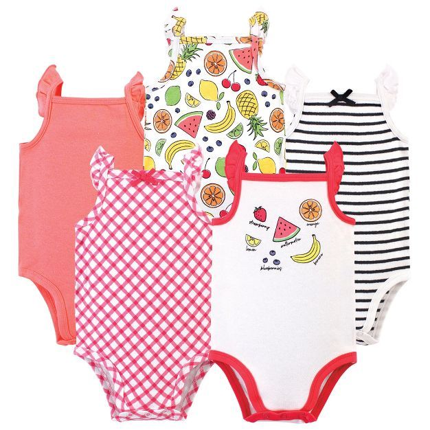 Touched by Nature Baby Girl Organic Cotton Bodysuits 5pk, Fruit | Target