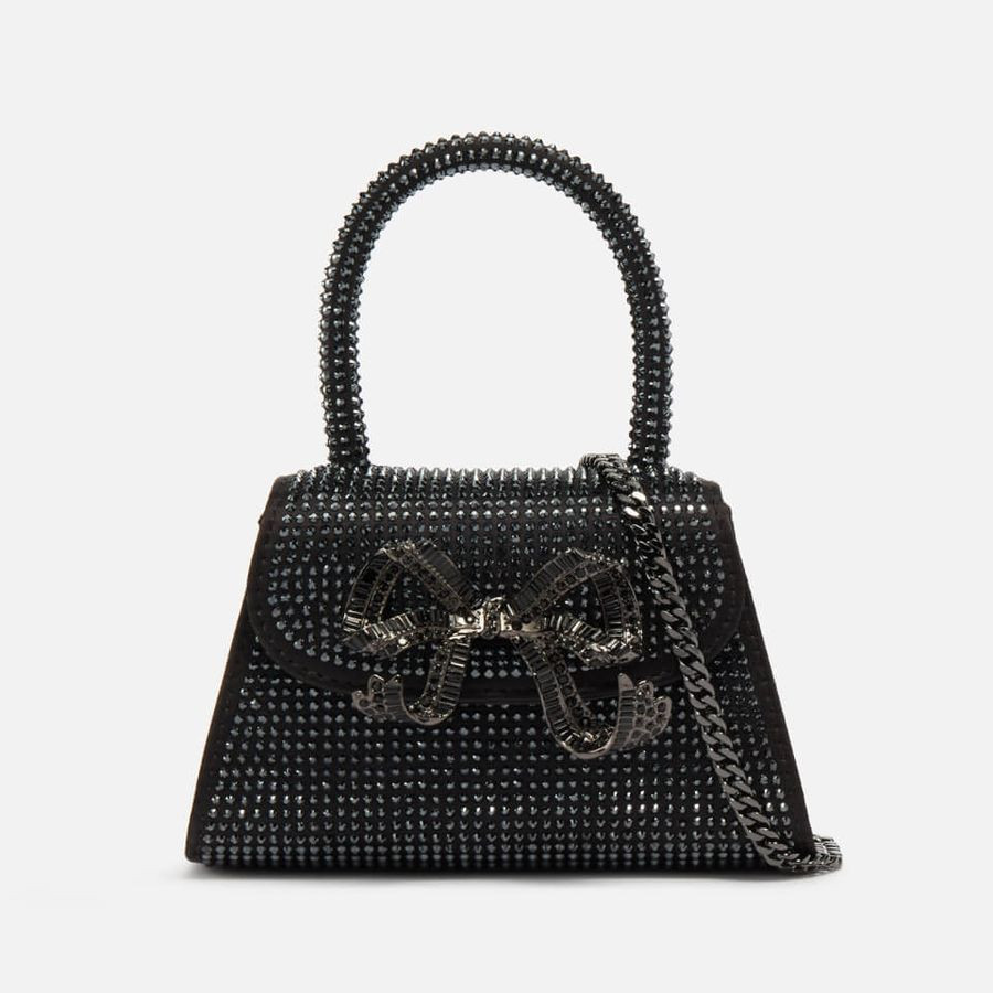 Self-Portrait Bow Micro Embellished Satin Bag | Coggles (Global)
