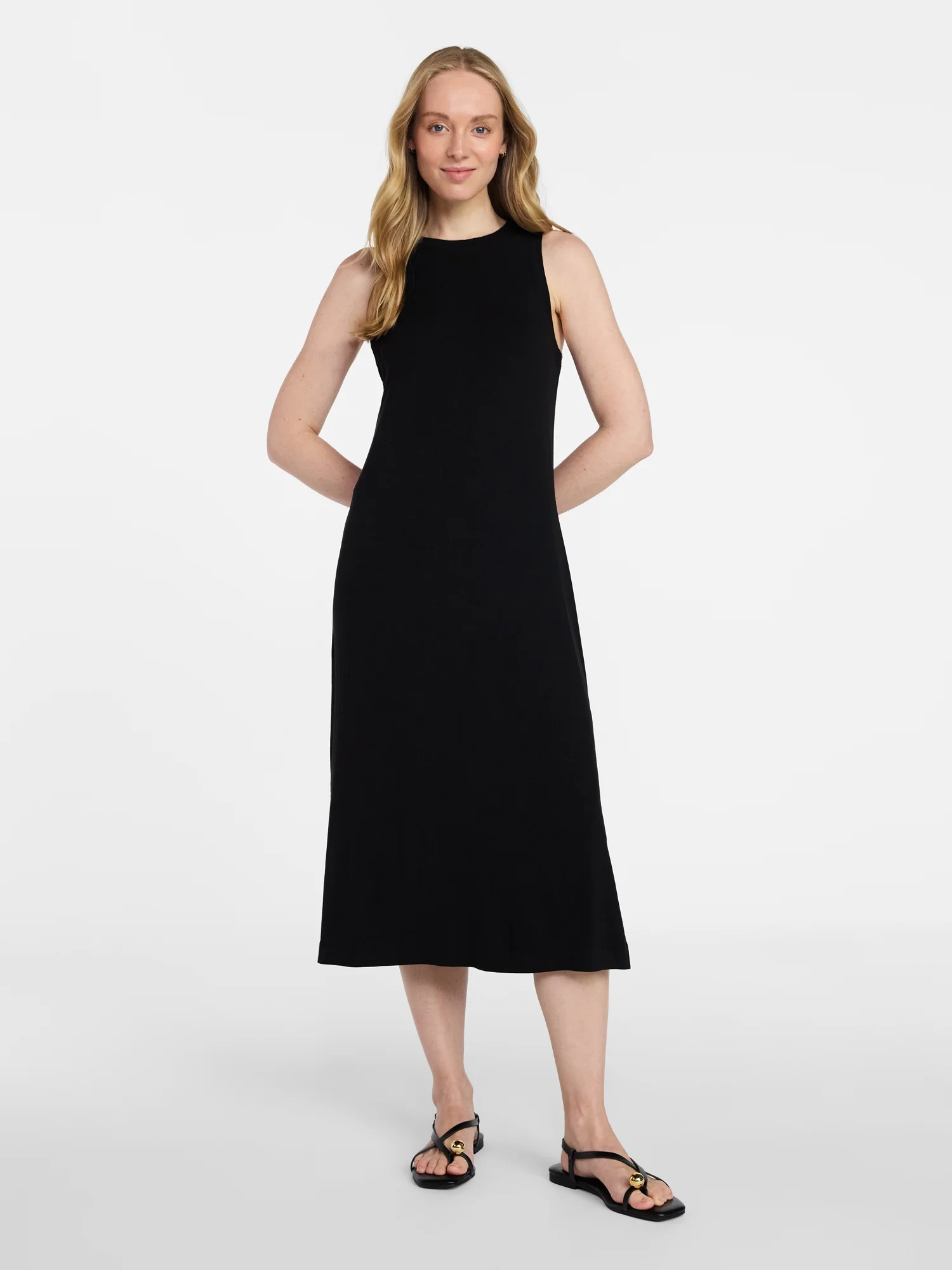 Time and Tru Women's Sleeveless Midi Column Dress, Sizes XS-XXXL | Walmart (US)