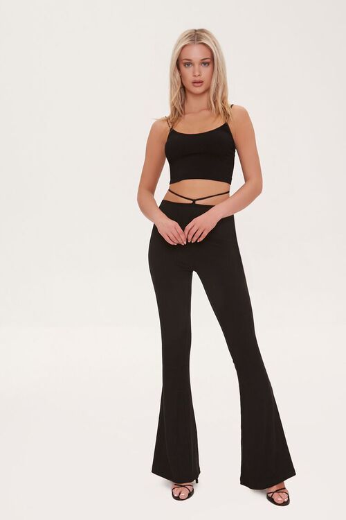 Ribbed Knit Self-Tie Flare Pants | Forever 21 (US)