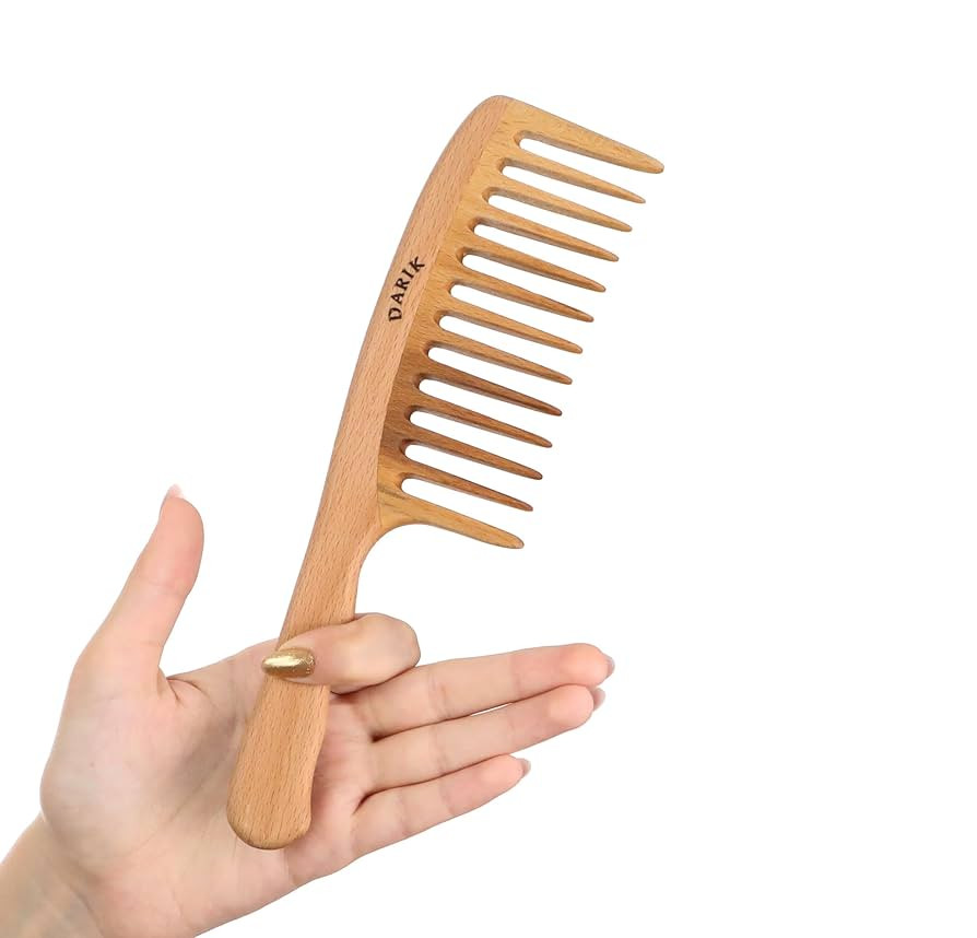 Wide Tooth Wooden Comb Handmade - Natural Vintage Style Wide Tooth Comb for Curls Gentle Styling ... | Amazon (US)