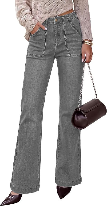 PRETTYGARDEN Womens High Waisted Wide Leg Jeans Demin Pants | Amazon (US)
