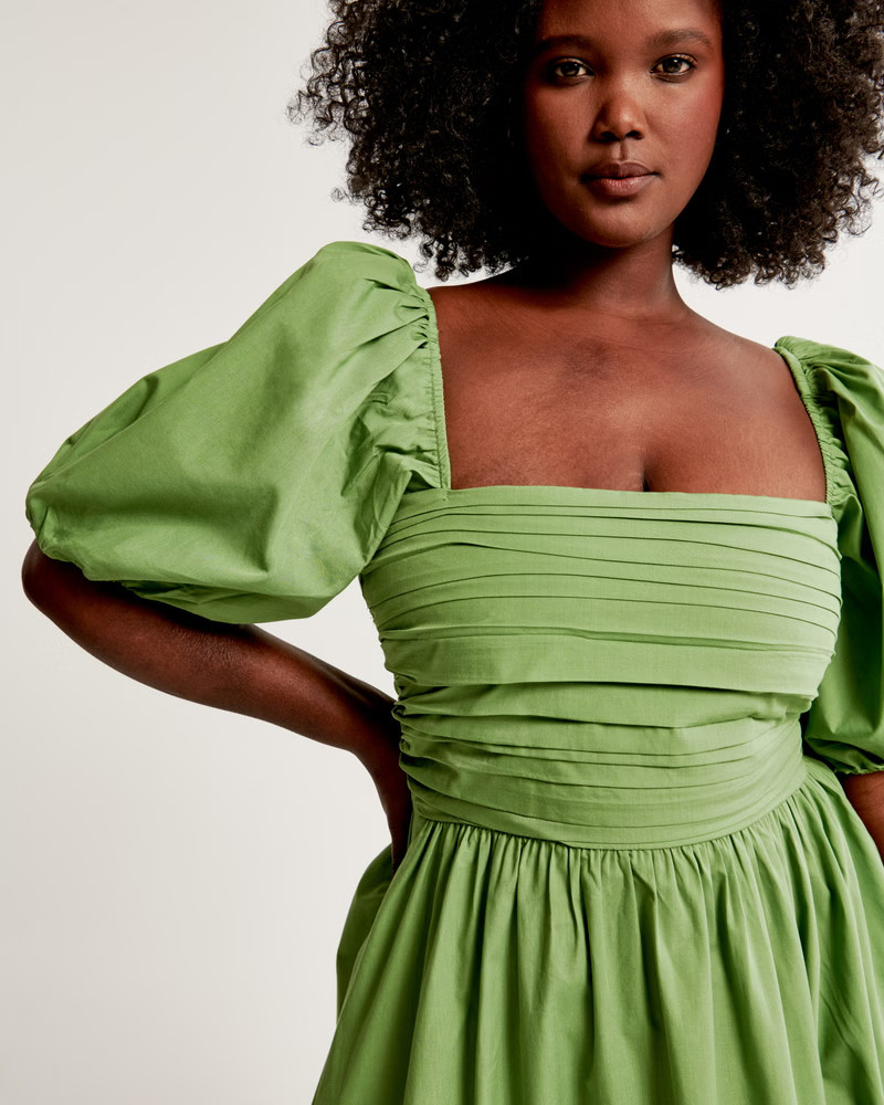 Emerson Poplin Puff Sleeve Midi Dress | Abercrombie & Fitch (US)