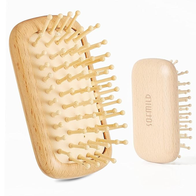 Hair Brush-Mini Travel Wooden Paddle Hair Brushes for Women Men and Kids Make Thin Long Curly Hai... | Amazon (US)