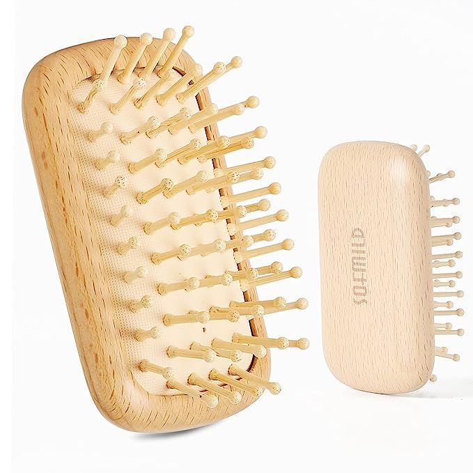 Hair Brush-Mini Travel Wooden Paddle Hair Brushes for Women Men and Kids Make Thin Long Curly Hai... | Amazon (US)