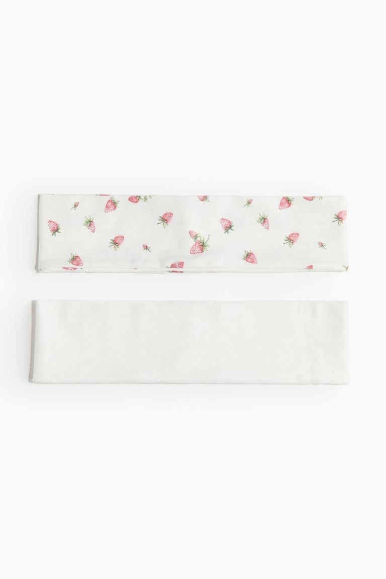 2-pack Jersey Headbands - White/strawberries - Ladies | H&M US | H&M (US + CA)