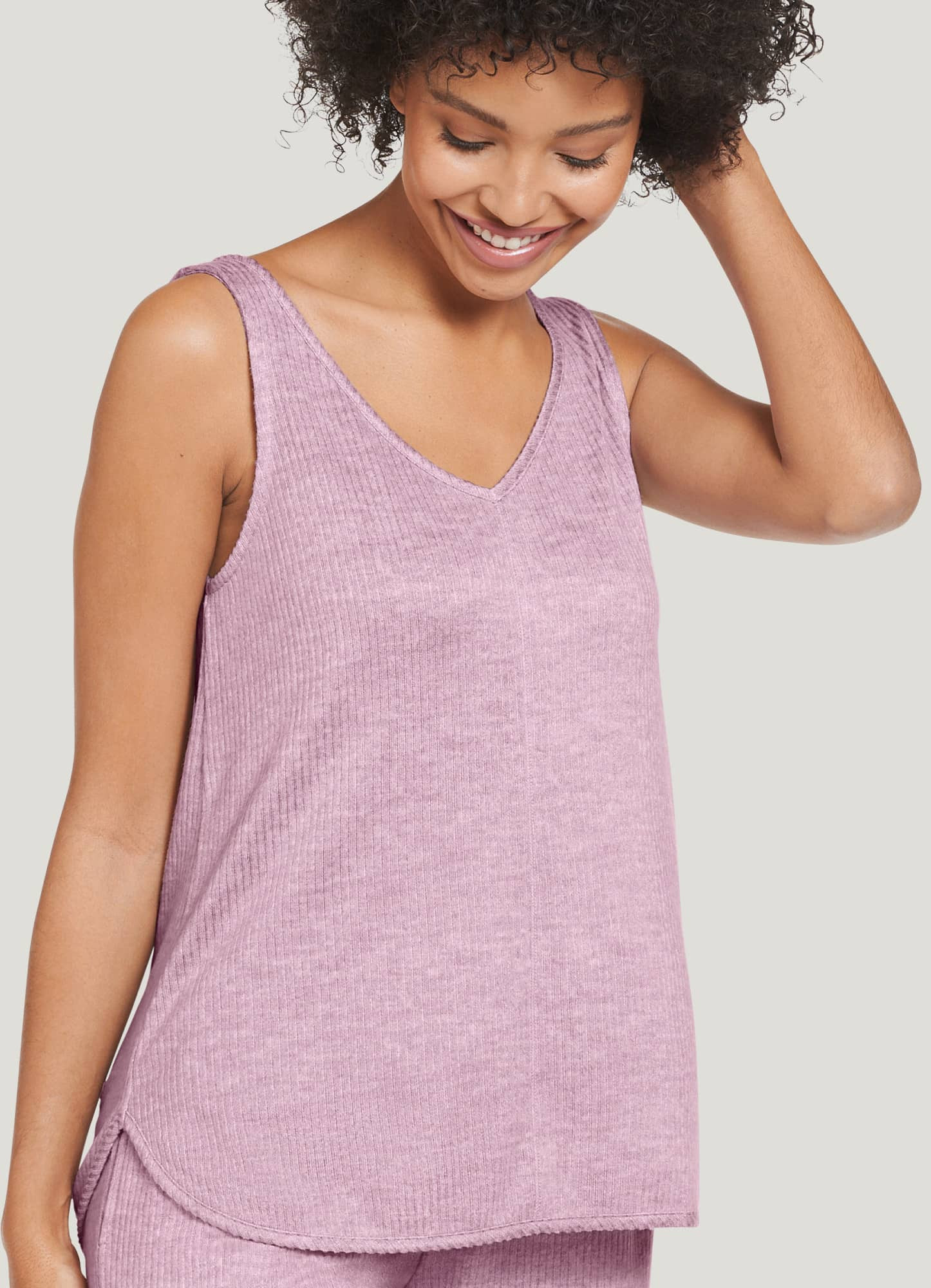 Jockey Luxe Lounge Brushed Ribbed V-Neck Tank | Jockey