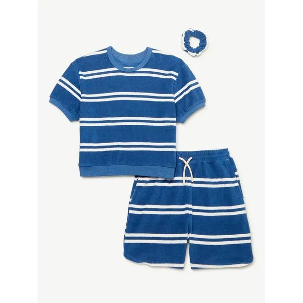 Free Assembly Girls Slouchy Terrycloth Cropped Tee and Shorts, 2-Piece Set, Sizes 4-18 - Walmart.... | Walmart (US)