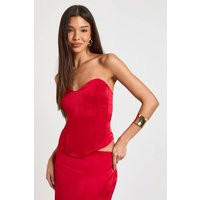 boohoo Dames Satijnen Bandeau Corset Top | Red | Maat: 42 | Boohoo.com (NL)