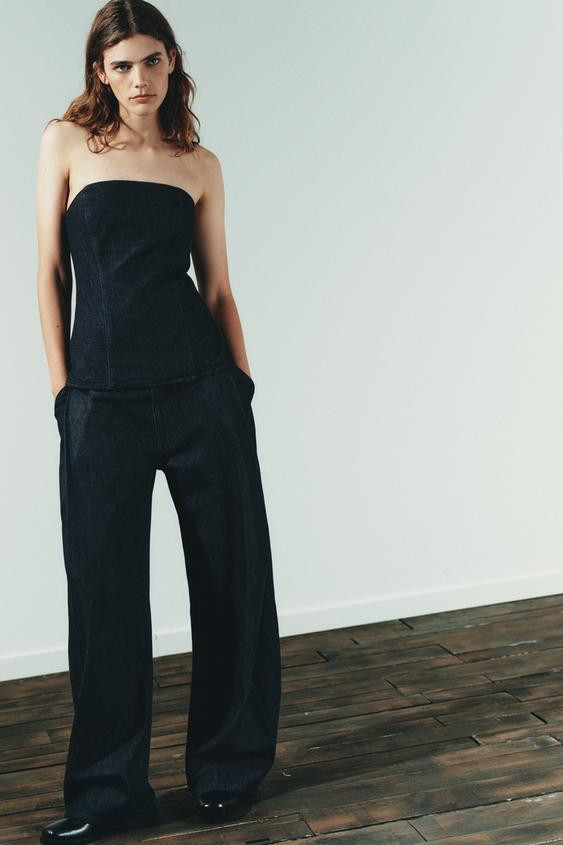 TRF DENIM BANDEAU TOP | Zara US