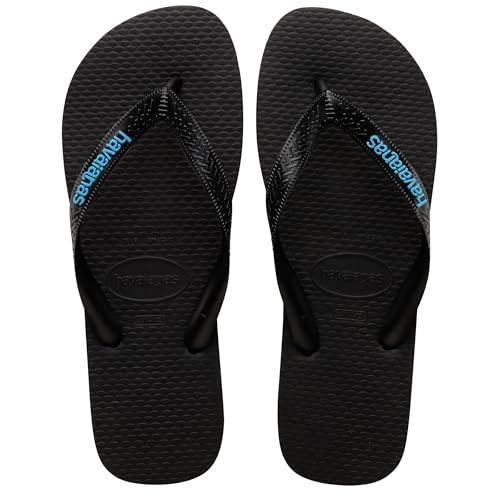 Havaianas Men's Hav. Logo Filete Flip Flops, Black Black Blue, 46.5/48 EU | Amazon (US)