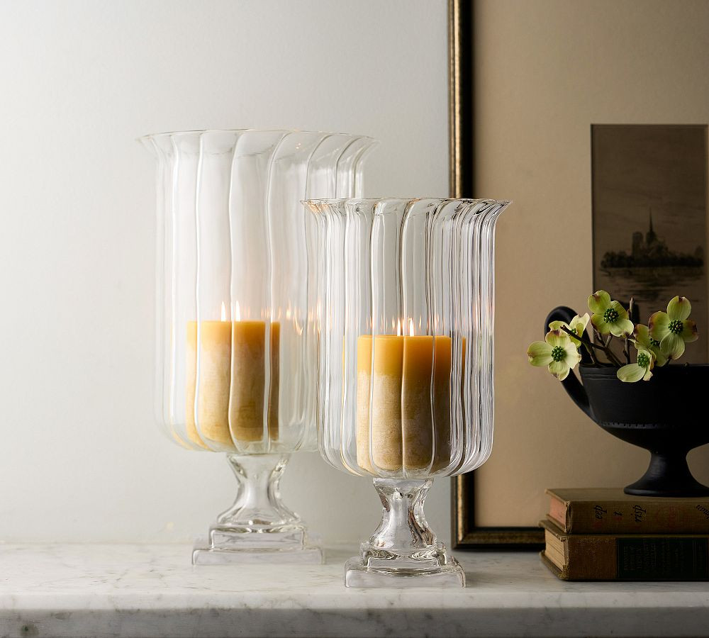 Fluted Glass Hurricane Candle Holder | Pottery Barn (US)