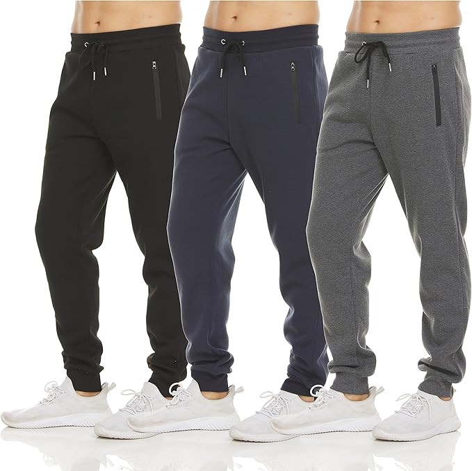 PURE CHAMP Mens 3 Pack Fleece Active Athletic Workout Jogger Sweatpants for Men with Zipper Pocke... | Amazon (US)