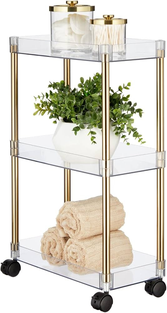 mDesign Slim Portable 3-Tier Household Rolling Storage Cart for Bathroom, Kitchen, Craft Room, La... | Amazon (US)