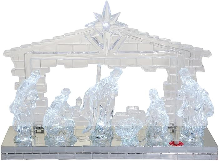 Kurt S. Adler 8.7-Inch Battery-Operated Light-Up Musical Clear Nativity Scene | Amazon (US)
